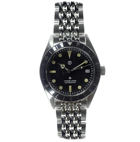 MWC Classic 1960s Pattern Sterile Automatik Bracelet Stahl Schwarz Gelb Datum Saphir Herren Uhr von MWC