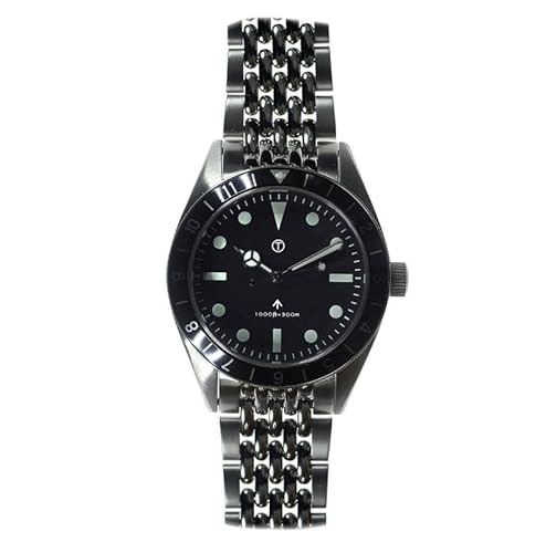 MWC Classic 1960s Pattern Sterile Automatik Bracelet Stahl Schwarz Grau Datum Saphir Herren Uhr von MWC