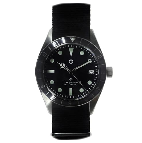 MWC Classic 1960s Pattern Sterile Automatik Bracelet Stahl Schwarz NATO Grau Datum Saphir Herren Uhr von MWC