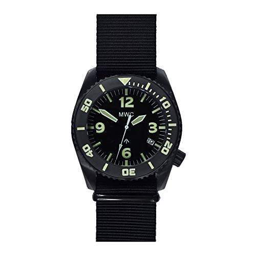 MWC Dephtmaster 1000 m Quarz Swiss Stahl PVD Schwarz Saphir Keramik Datumsanzeige Stoff NATO Militär Herren Uhr von MWC