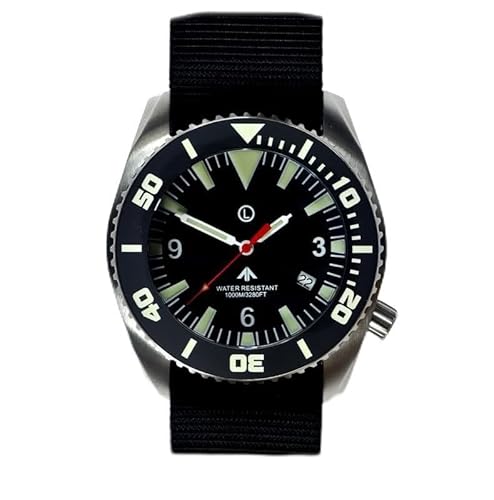 MWC Depthmaster Quarz Stahl Schwarz Stoff NATO Saphir Militär Vintage Herrenuhr von MWC