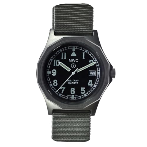MWC G10 Remake Quarz Stahl Datum Stoff Schwarz Grau Herrenuhr, Armband von MWC