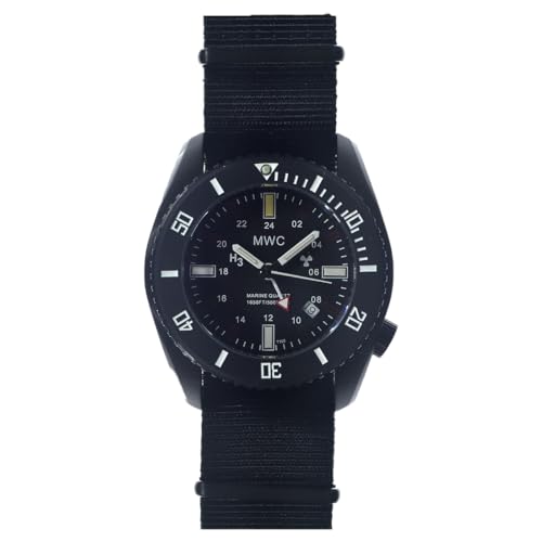 MWC GMT PVD Submarine/Naval Crew Quarz Schwarz Keramik Datum Stoff NATO Diver Herren Uhr von MWC