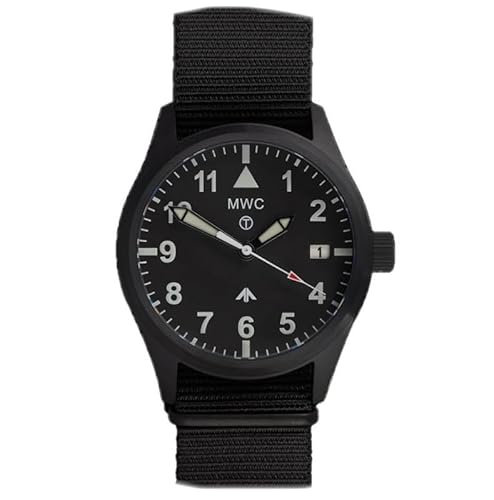 MWC Classic Covert Automatik Stahl Schwarz Datum Weiß Saphir Herrenuhr, Schwarz , Armband von MWC