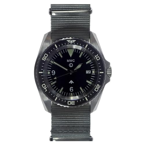MWC Military Diver Automatik Stahl Schwarz Grau Datum Stoff Uhr Herren von MWC