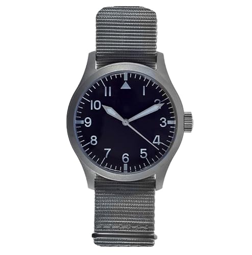 MWC Muster Hybrid Mechanisch Quarz Stahl Schwarz Grau Stoff Herrenuhr von MWC