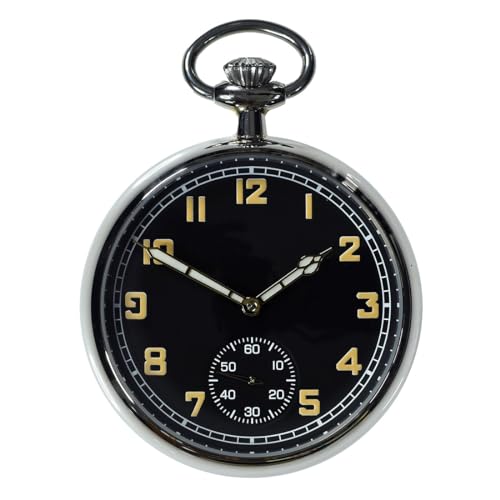 MWC Pattern British Mechanisch Stahl Schwarz Militär Uhr Tasche Herren, Schwarz von MWC