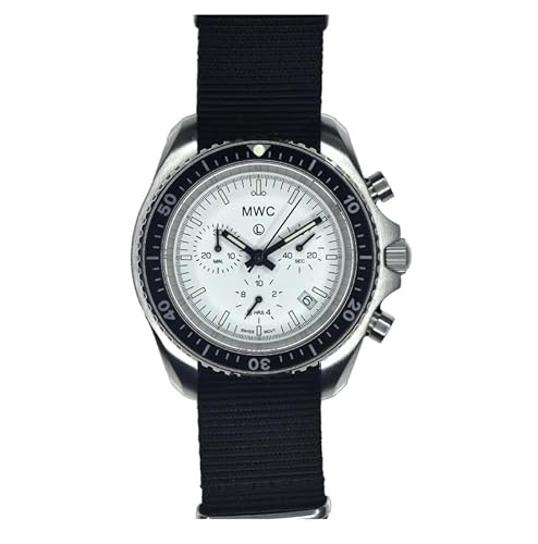 MWC Pattern Chronograph Quarz Stahl Schwarz Weiß Stoff Saphir Datum Herrenuhr von MWC