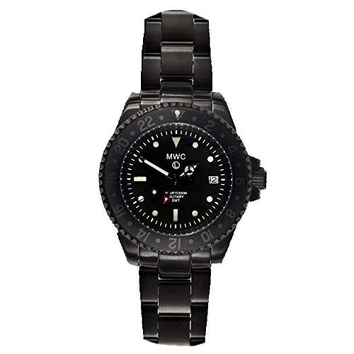 MWC Swiss Movement GMT Quarz 300m Edelstahl PVD Schwarz Submariner Datumsanzeige Herren Uhr von MWC