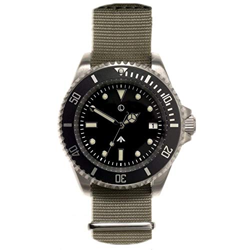 MWC Swiss Quartz 300m Edelstahl Submariner NATO Gewebe Militär Herrenuhr von MWC