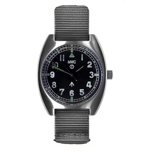 MWC W10 1970'S Pattern Automatik Stahl Schwarz Grau Stoff Herrenuhr, Schwarz , Sport von MWC