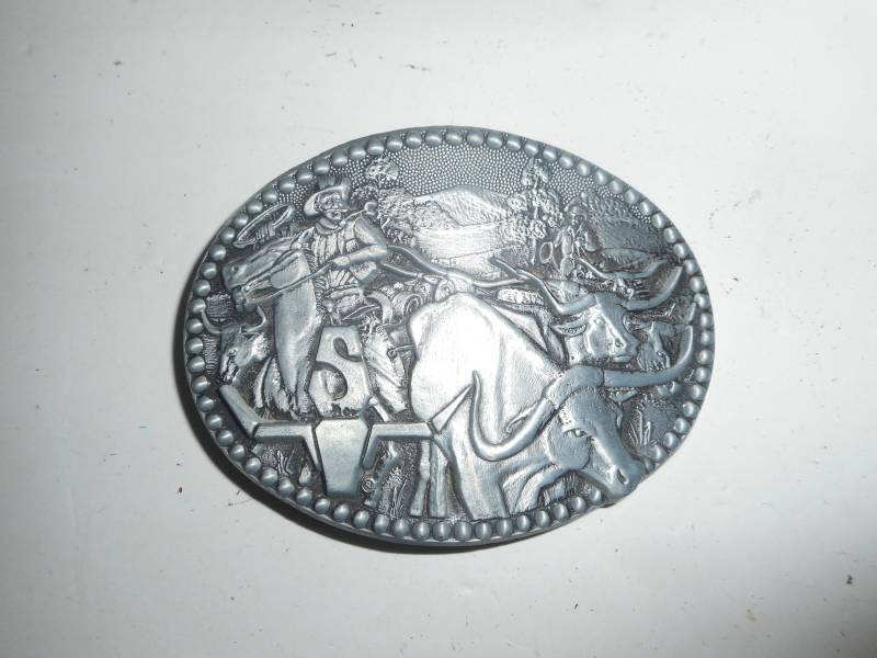 Vintage Adm Zee Serie Cowboy Long Horn Bull Gürtelschnalle 3 "x 4" von MWKDIRECT