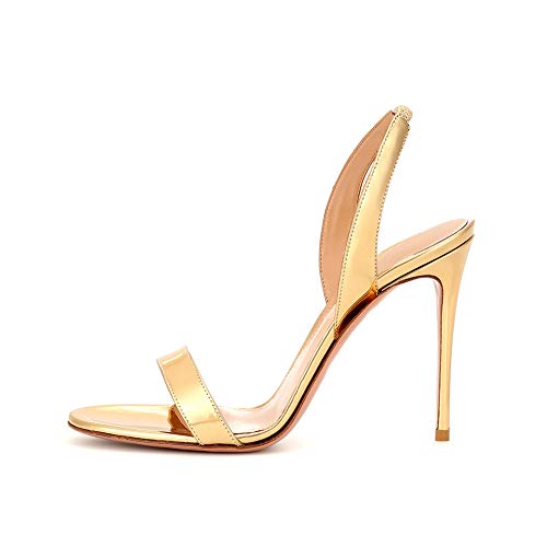 Damenschuhe Peep-Toe Pumps Stiletto Sexy High Heels,MWOOOK-861 Elegant Wedding Party Dress Stiletto Slip On Shoes,Gold,38 von MWOOOK