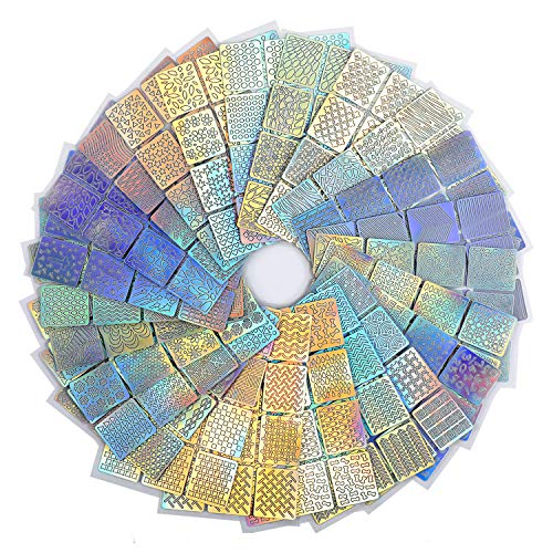 288 Stück Nagelaufkleber Schablonen, MwooT Nagelaufkleber Vinyls Nail Art Maniküre Schablone DIY Nagel aufkleber, 24 Blatt, 96 Designs von MWOOT