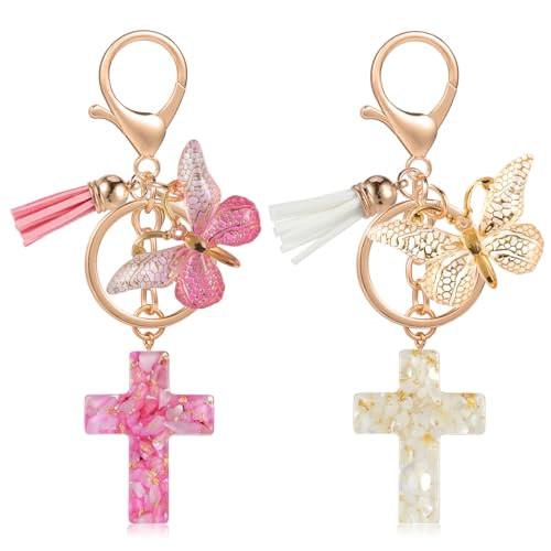 MWOOT 2 Stück Kreuz Schlüsselanhänger Christliche Bibel Schlüsselanhänger Rucksack Handtaschen Anhänger für Frauen oder Mädchen von MWOOT