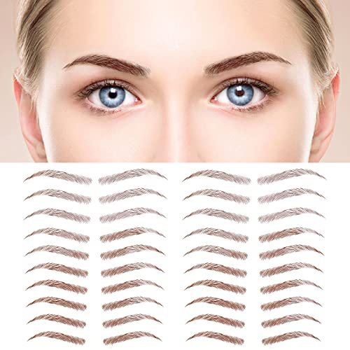 MWOOT 4D Haarähnliche Augenbrauen Tätowierungen Aufkleber,6 Blätter Wasserdichte Augenbrauen Transfer Aufkleber,Shaping Brow Tattoo Falsche Augenbrauen für Frauen (Braun,08) von MWOOT
