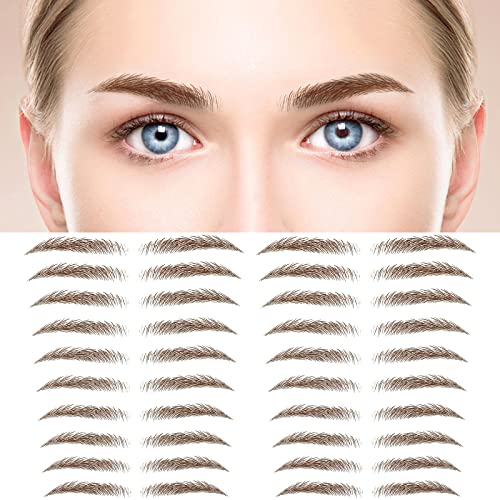 MWOOT 6 Blätter 4D Haarähnliche Augenbrauen Tätowierungen Aufkleber,Wasserdichte Augenbrauen Transfer Aufkleber,Shaping Brow Tattoo Falsche Augenbrauen für Frauen (Braun-02) von MWOOT