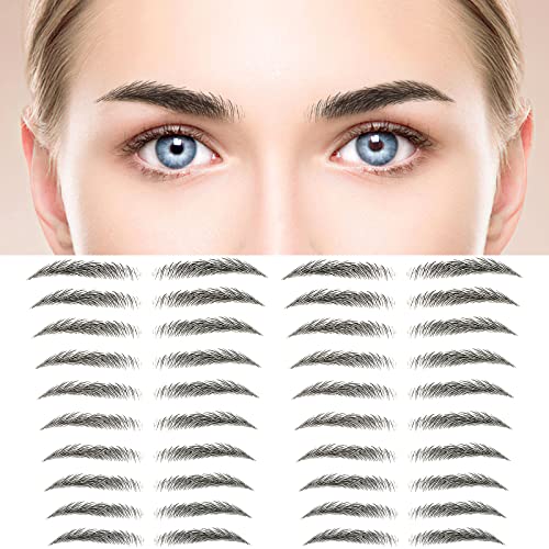 MWOOT 6 Blätter 4D Haarähnliche Augenbrauen Tätowierungen Aufkleber,Wasserdichte Augenbrauen Transfer Aufkleber,Shaping Brow Tattoo Falsche Augenbrauen für Frauen (Schwarz-02) von MWOOT