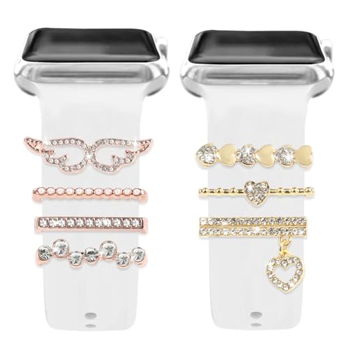 MWOOT Armband Charm Kompatibel mit Apple Watch Series 10 9 8 7 6 5 4 3 2 1 SE Band, Deko Ringe und Schlaufen (ohne Armband), Kristall Charm von MWOOT