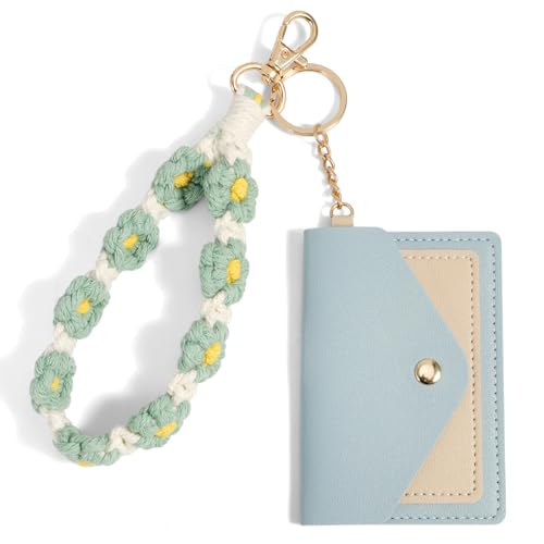 MWOOT Keychain Wristlet Handmade,Wrist Keychain Wallet Women,Weave Wristlet Keychains for Keys,Boho Car Key Chain Wristbands Key Ring Holder Wristlet,Keyrings Wrist Lanyard Rope for Women(Green) von MWOOT