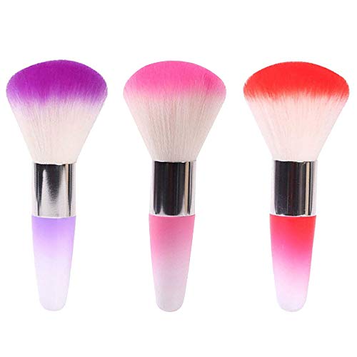 Mwoot 3 Stück Nagel Kunst Staub Entferner pinsel, Nagelpinsel zur Reinigung, Make-up-Pinsel weich multifunktional Pinsel (Rot, Pink, Lila) von MWOOT