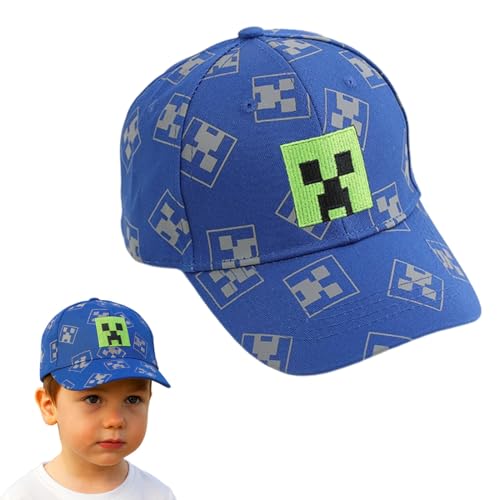 Cartoon Design Baseballmütze,Verstellbare Baseballmütze Sonnenmütze,Miner Outdoor Sports Casual,Creeper Baseball Cap Kinder，Schwarz Und Pixelig Grün Grid Sonnenhut Basecap Kappe von MWUMRCM