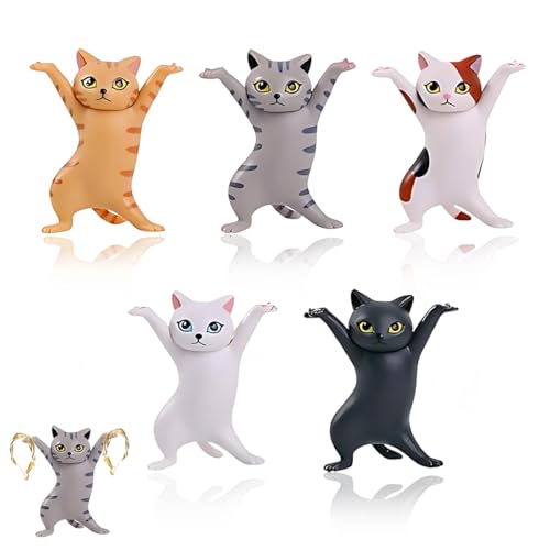 Dancing Cat Stifthalter,5 Stücke Dancing Cats Stiftehalter, kreativer Sarg-Tänzer für Schreibtisch oder Heimdekoration, Bunt von MWUMRCM