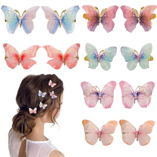 Haarspange Schmetterling, Schmetterling Haarspangen Mädchen 12 Stk, Kinder Haarclips Haarnadeln, Haarschleifen Haar Accessoire Haarreife für Kinder Mädchen zu Fasching Karneval von MWUMRCM