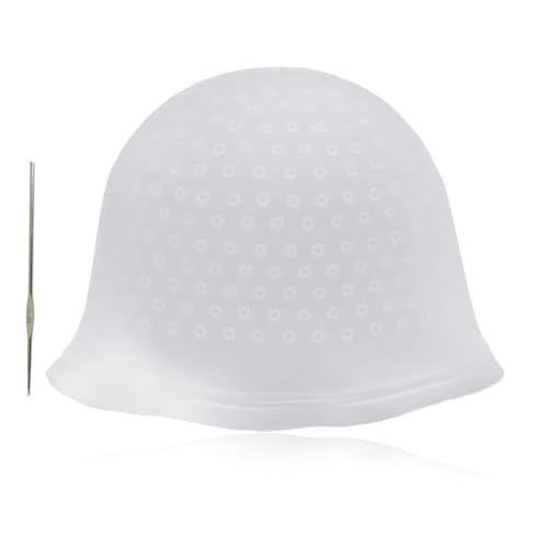 MWUMRCM Silikon Highlight Kappe, Haar Kappe Strähnchenhaube Wiederverwendbar, Salon Haar Färbung Hervorhebungen Farbstoff Kappe mit Metall Haken Nadel Silikon Frauen und Mädchen von MWUMRCM