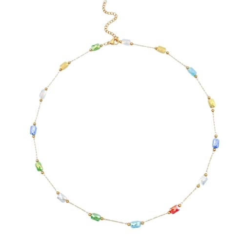 Perlen Titan Stahl, Kette Damen Frauen Gold Silber Halskette mit Süßwasserperlen Mädchen Teenager Farbe Choker Kette für Freundin Strang Hochzeit Abschlussball Braut Perlen Modeschmuck Geschenke von MWUMRCM