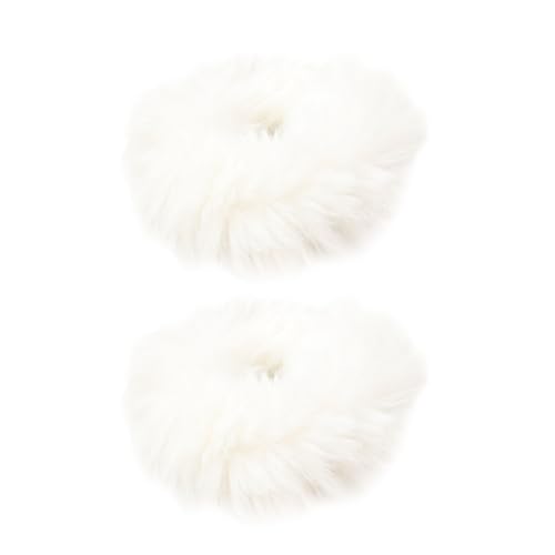 MWZBTG Elastische flauschige Haargummis, künstliche Kaninchenfell-Haargummis, Pferdeschwanzhalter-Haarschmuck für Frauen Mädchen (2 Stück der gleichen Farbe) von MWZBTG