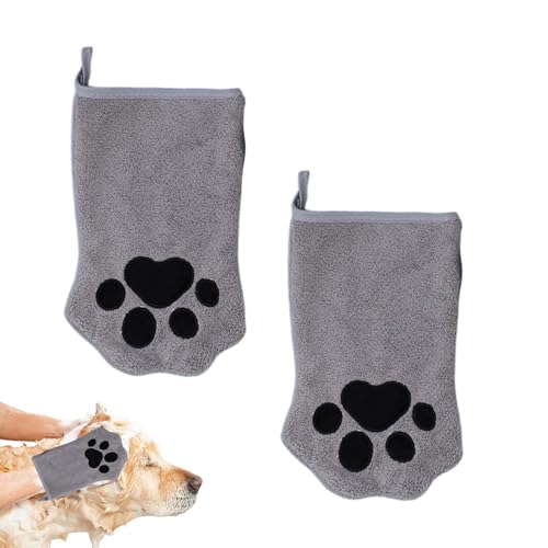 MWZBTG Katzen Pflegehandschuhe - 2X Hunde-Waschhandschuhe - Beidseitig Nutzbares Badetuch Mit Schnelltrocken-Funktion Für Unterwegs, Reisen & Tägliche Fellpflege Bei Kurzhaar-Haustieren von MWZBTG