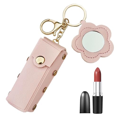 MWZBTG Lippenstifthülle Mit Spiegel - PU Leder Lippenpflege Halter | Mode Tragbare Schminktasche Für Frauen Und Mädchen Reise von MWZBTG