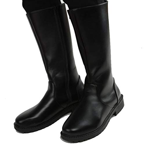 MWbetsy Herren Kniehohe Lederstiefel Unisex-Reitstiefel Bühnen-Trekkingschuhe Lässig Weites Bein Mittlere Waden Durchgehender Reißverschluss Runder Kopf,Schwarz,41 von MWbetsy