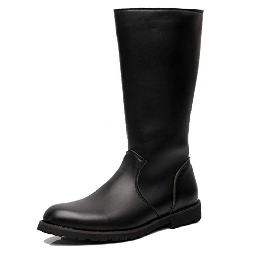 MWbetsy Männer Kniehohe Lederstiefel Hohe Stiefel Reitstiefel Durchgehender Reißverschluss Chelsea-Stiefel Lange Gummistiefel Trekkingschuhe,Schwarz,42 von MWbetsy