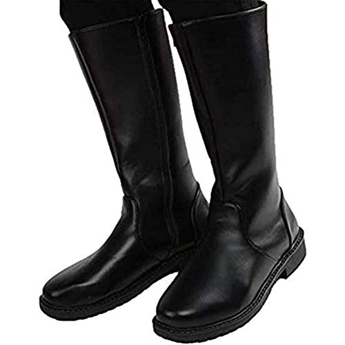MWbetsy Männer Kniehohe Lederstiefel Unisex Reitstiefel Stage Performance Schuhe mit weitem Bein Mittlere Waden Full Zip Rundkopf Long Tall Stiefel,Schwarz,45 von MWbetsy