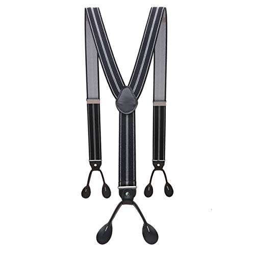 TikTako Button Strapse Schwarz Echtes Leder Strapse Y-Back-Form-Mann Stretch Hangeband 3.5X120cm 9 von MXBAOHENG
