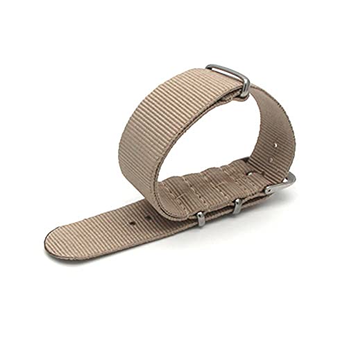 TikTako Nato-Uhrenarmband 18-24mm Nylon-Uhrenarmband mit Edelstahl-Wölbung, Khaki, 24mm von MXBAOHENG