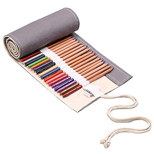 Stifterolle Organizer Bleistifte Organizer Buntstifte Schutzhülle Tragbar Bleistift Rolle Federmäppchen Roll up Mäppchen Tasche Mäppchen Bleistiftkasten Schlamperrolle 72 Slots für Künstler Schuler von Birsppy