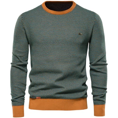 Herren Strickpullover Pullover 2024 Frühling Herbst Runde Hals Losen Jumper Outdoor Langarmjacke Mantel Warmes Freizeit Strick Wäsche Outwear Tops Khaki-L von MXDVSN