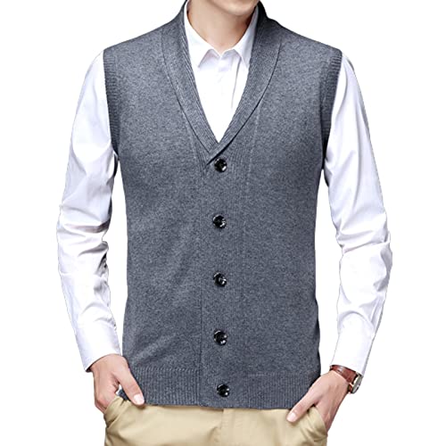 MXDVSN Herren Gestrickte Strickjacken Pullover Weste Gilet V-Ausschnitt Ärmellos Knöpfen Cardigan Jumper Business Slim Fit Warm Weste Strick Pullover Tops 04-M von MXDVSN