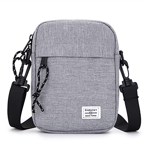 Handy Umhängetasche Herren Grau, Handytasche zum Umhängen mit Brieftasche Damen, Multifunktional Männer Reißverschluss Telefon Schultertaschen Holster Messenger Bag Brieftasche mit Schultergurt von MXFDOKD