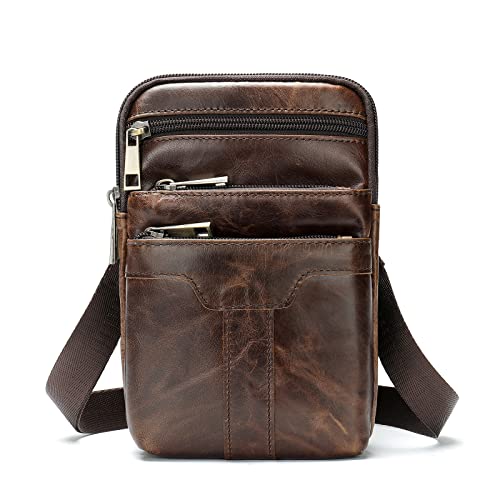 Handytasche zum Umhängen Leder, Handy Gürteltasche Herren, Vertikale Umhängetasche Schultertaschen für Männer Business Crossbody Reisetasche Schulter Bag Gürtelclip Geldbeutel mit Gürtelschlaufe von MXFDOKD