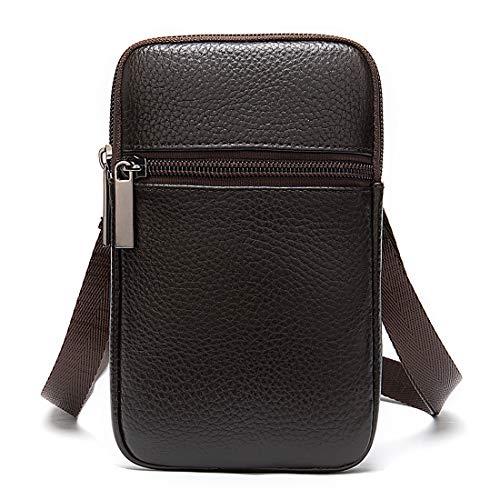 Herren Schultertaschen Leder, klein Leder Herren Umhängetasche Handytasche, Männer Hnady Gürteltasche Vertikale Holster Bauchtaschen Handy Holster Geldbörse Gürtelclip Tasche mit Gürtelschlaufe von MXFDOKD