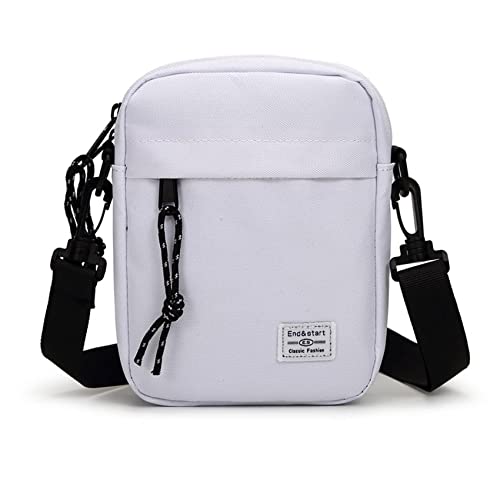 Handy Schultertasche Herren Weiß, Herrentasche zum Umhängen Klein, Handyholster Umhängetasche Brusttasche Herren Crossbody Messenger Bag Geldbeutel Reißverschlusshandtasche für Wandern Camping Reisen von MXFDOKD