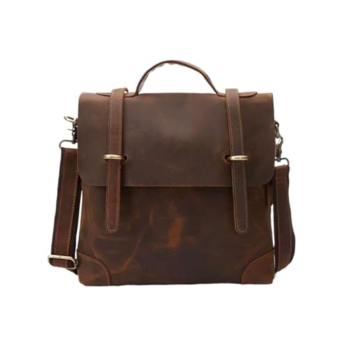 MXGRAPHIC Herrenhandtaschen Aktentaschen Messenger Schultertaschen Laptoptaschen Echtes Leder Gepäcktaschen(Brown) von MXGRAPHIC