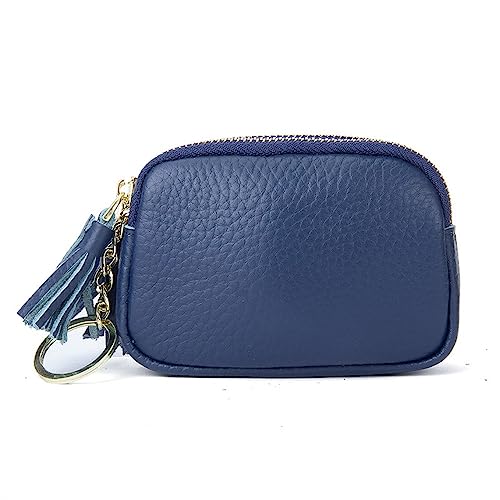 Geldbörse wechseln Damen-Geldbörse, Mini-Quaste, doppelter Reißverschluss, kleine Geldbörse (Farbe : Blau, Size : 8.3x3.4x11.4cm) von MXMZSRTH