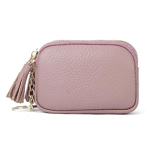 Geldbörse wechseln Damen-Geldbörse, Mini-Quaste, doppelter Reißverschluss, kleine Geldbörse (Farbe : Pink, Size : 8.3x3.4x11.4cm) von MXMZSRTH