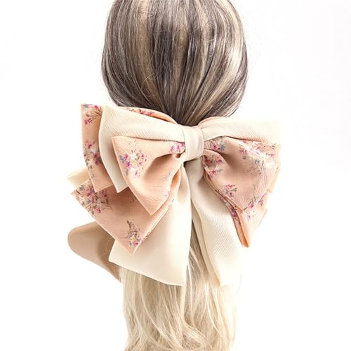 Haarspangen Mit Schleife Für Damen Große Schleife Haarspangen Plissee Satin Haarschmuck Federklammer Haarnadel von MXMZSRTH