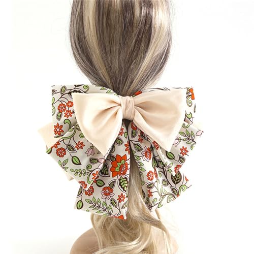 Haarspangen Mit Schleife Für Damen Retro Patchwork Schleife Haarnadel Große Schleife Haarschmuck Pferdeschwanz Clip von MXMZSRTH